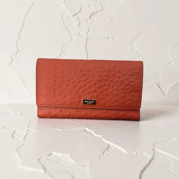 Kate Spade Alexander Avenue Isabeli Crossbody Wallet Ostrich Leather Ember Orang - Picture 2 of 6